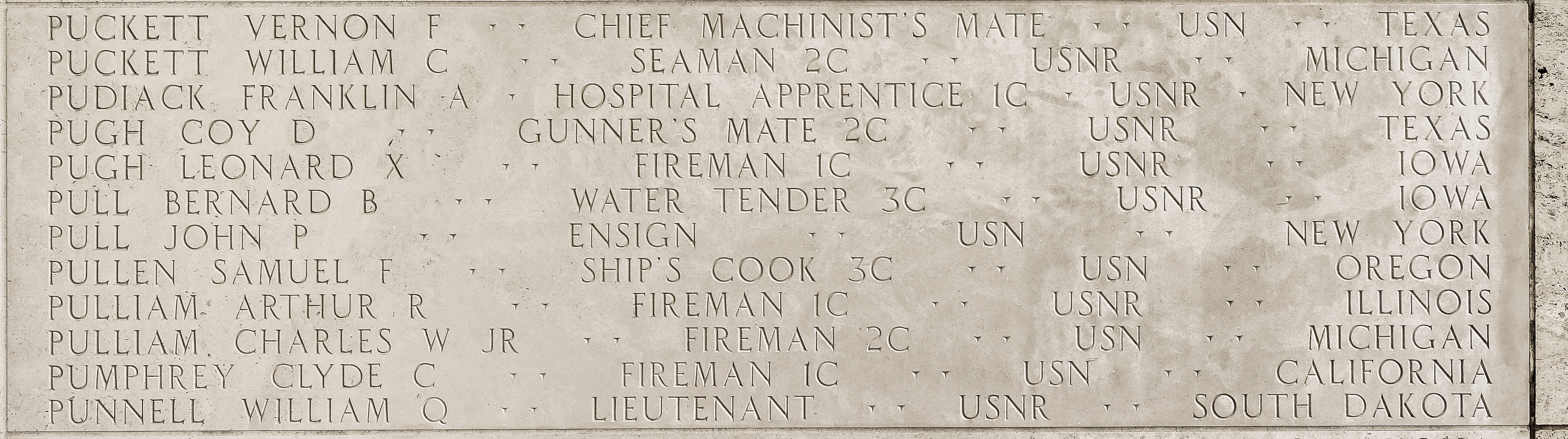 Franklin A. Pudiack, Hospital Apprentice First Class